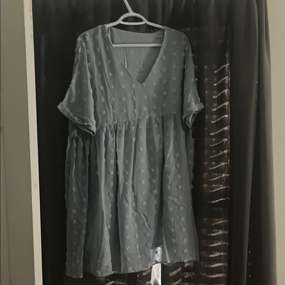 Blue V-Neck Dress